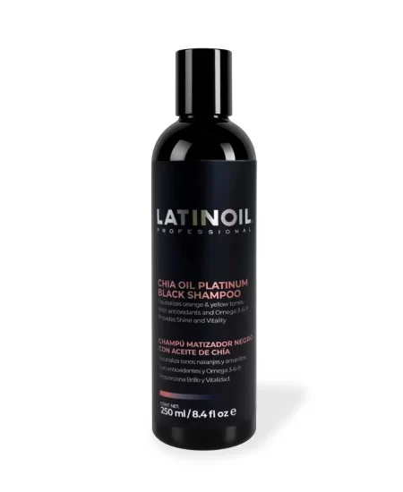 Chia Oil Platinum Black Shampoo de 250 ml con omega 3-6-9 y antioxidantes para matizar canas